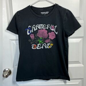 Grateful Dead Lucky Brand Graphic Tee Small Distressed Bears Roses Band Tee